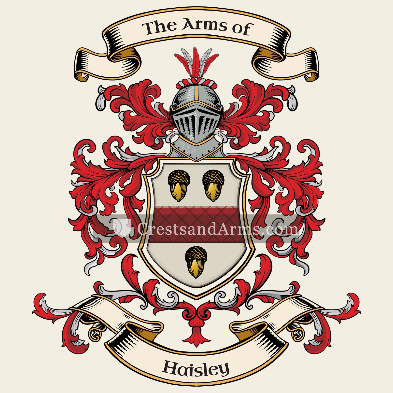 The Haisley coat of arms, drawn from the recorded blazon