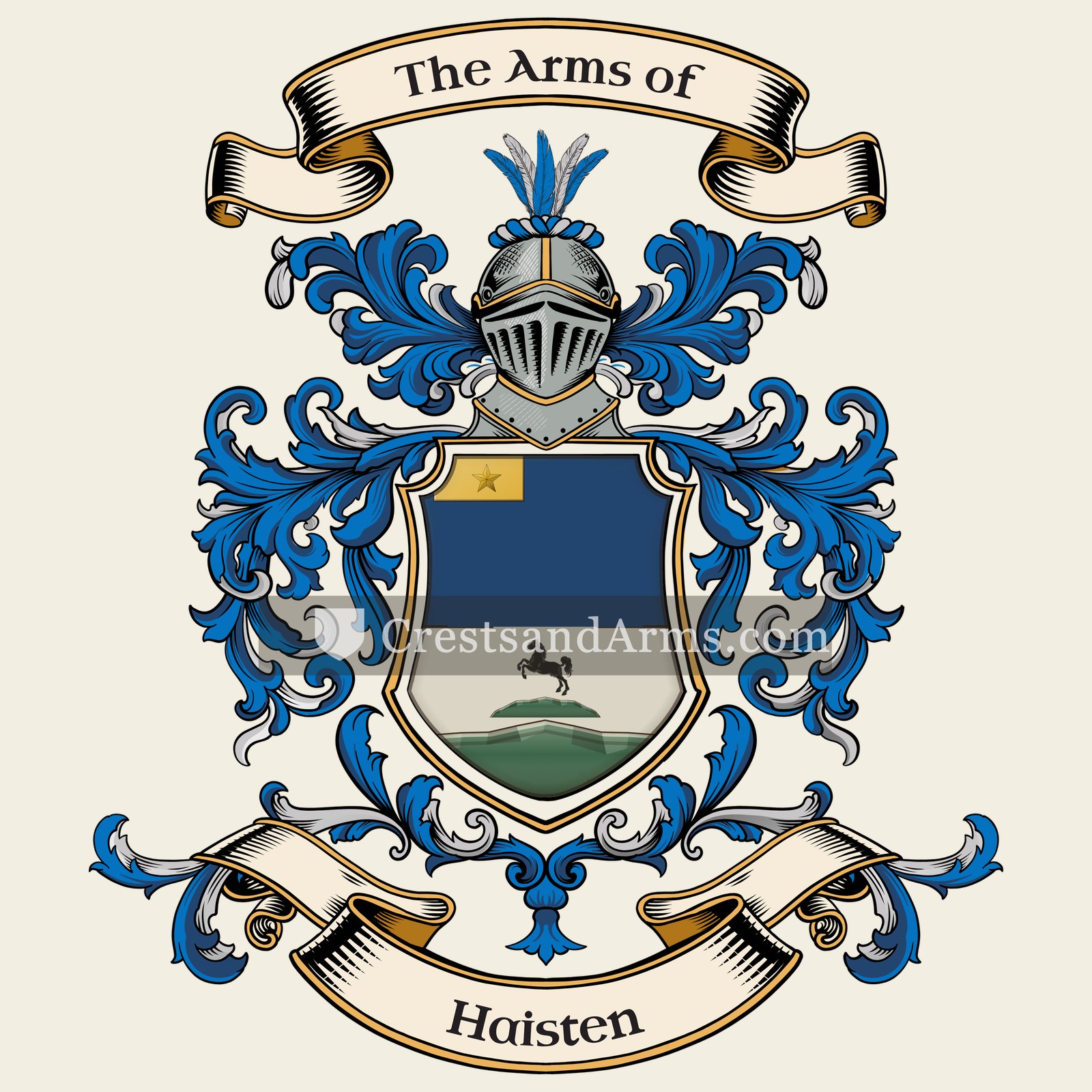 The Haisten coat of arms, drawn from the recorded blazon