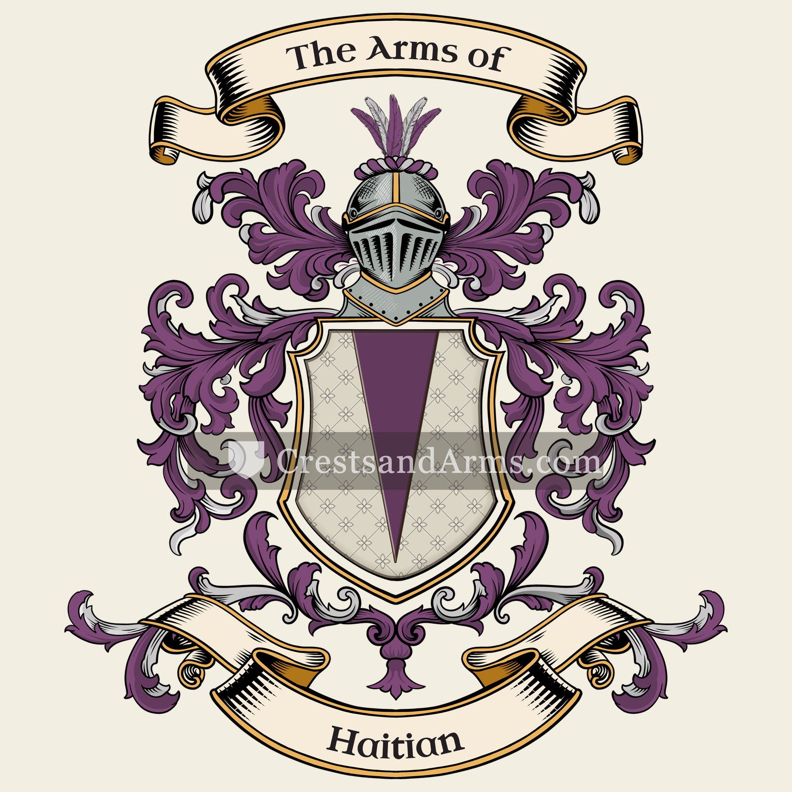 The Haitian coat of arms, drawn from the recorded blazon
