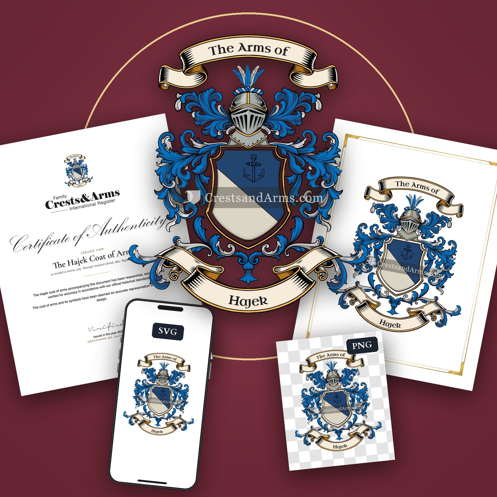 The Hajek arms on the coat of arms — digital pack