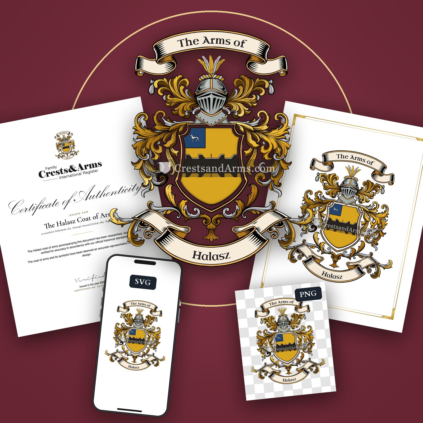 The Halasz arms on the coat of arms — digital pack