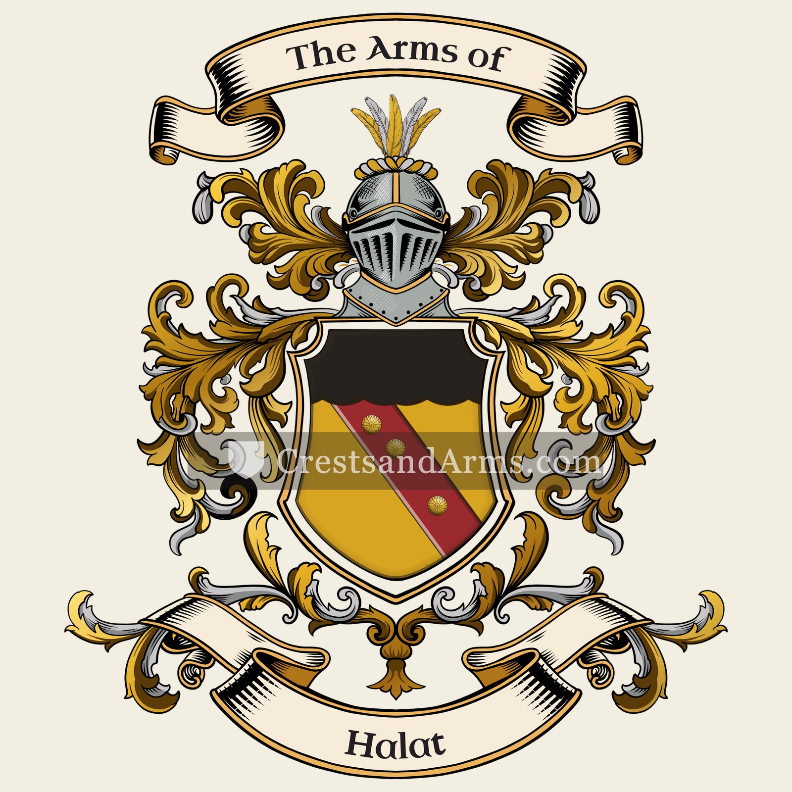 The Halat coat of arms, drawn from the recorded blazon