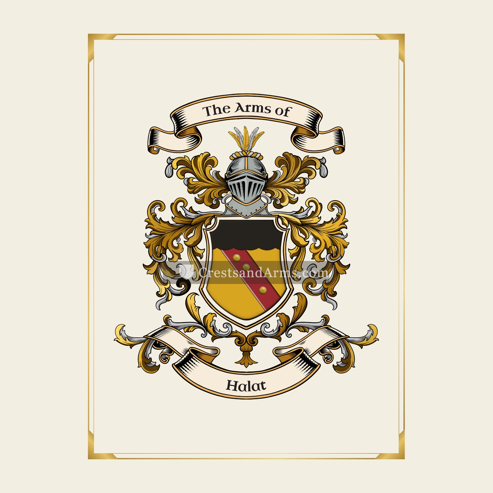 With gold border