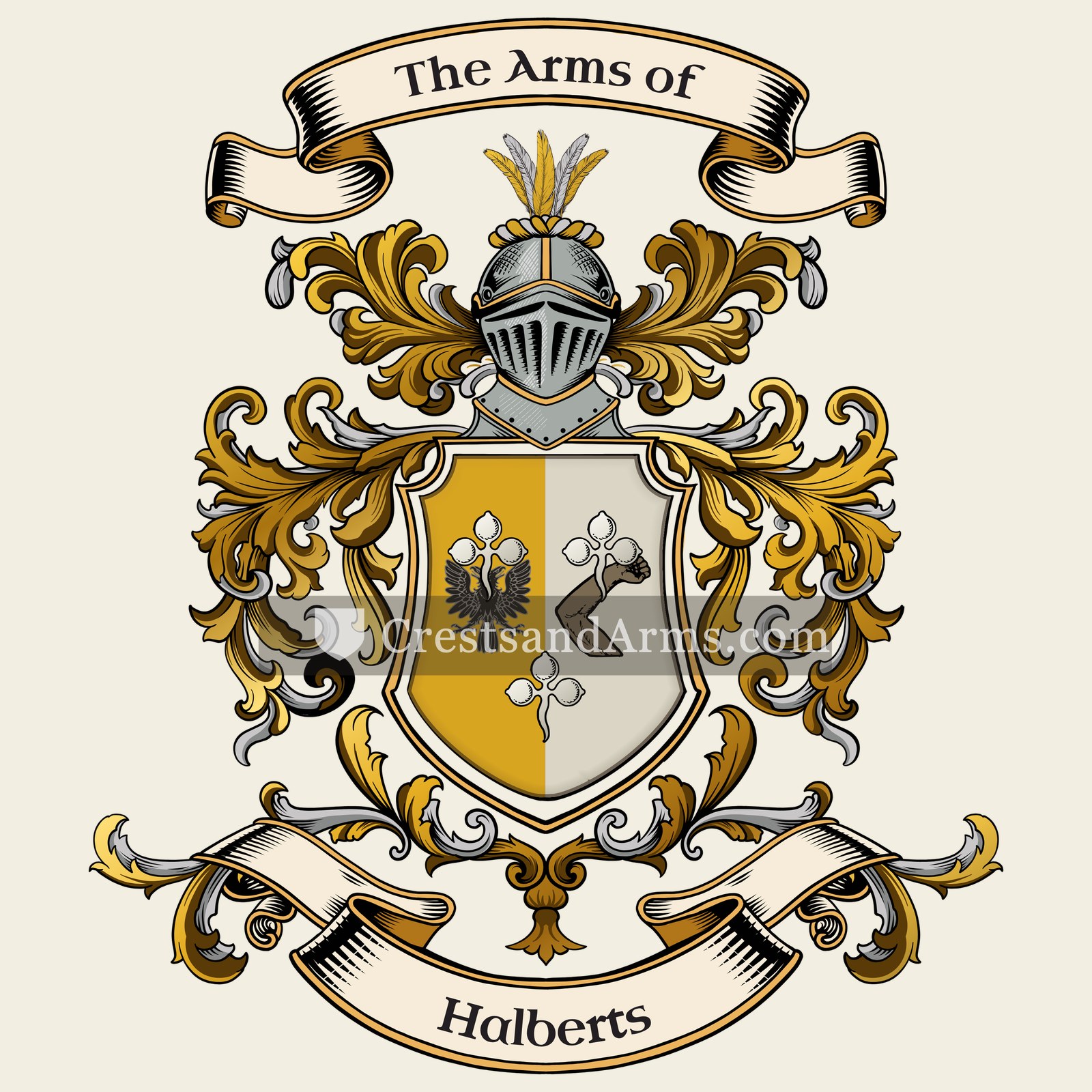 The Halberts coat of arms, drawn from the recorded blazon