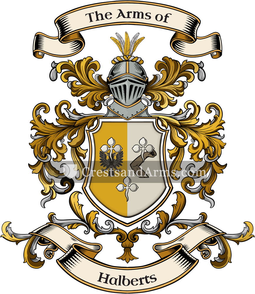 The Halberts coat of arms, drawn from the recorded blazon