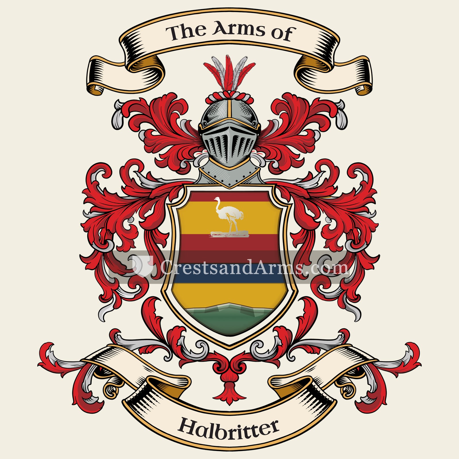 The Halbritter coat of arms, drawn from the recorded blazon