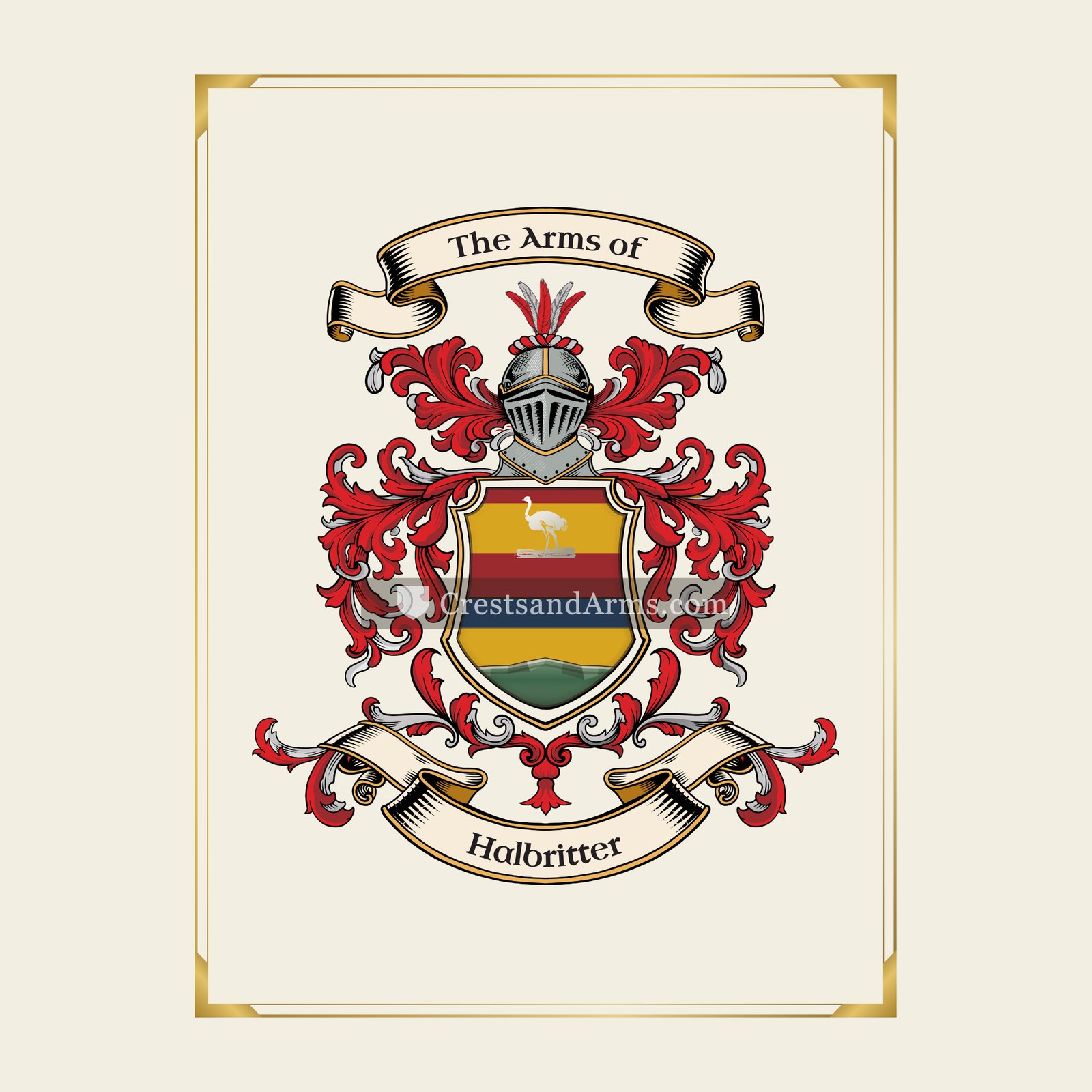 With gold border