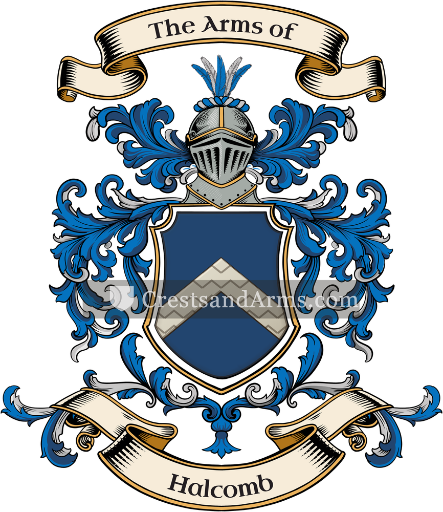 The Halcomb coat of arms, drawn from the recorded blazon