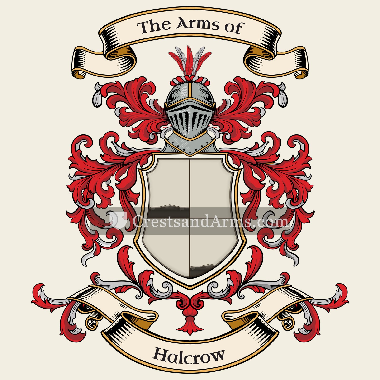 The Halcrow coat of arms, drawn from the recorded blazon