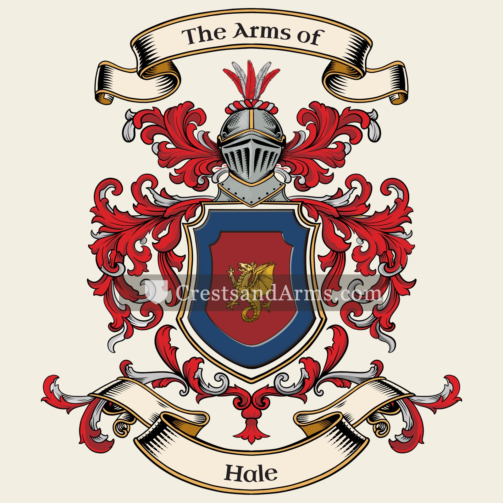The Hale coat of arms, drawn from the recorded blazon