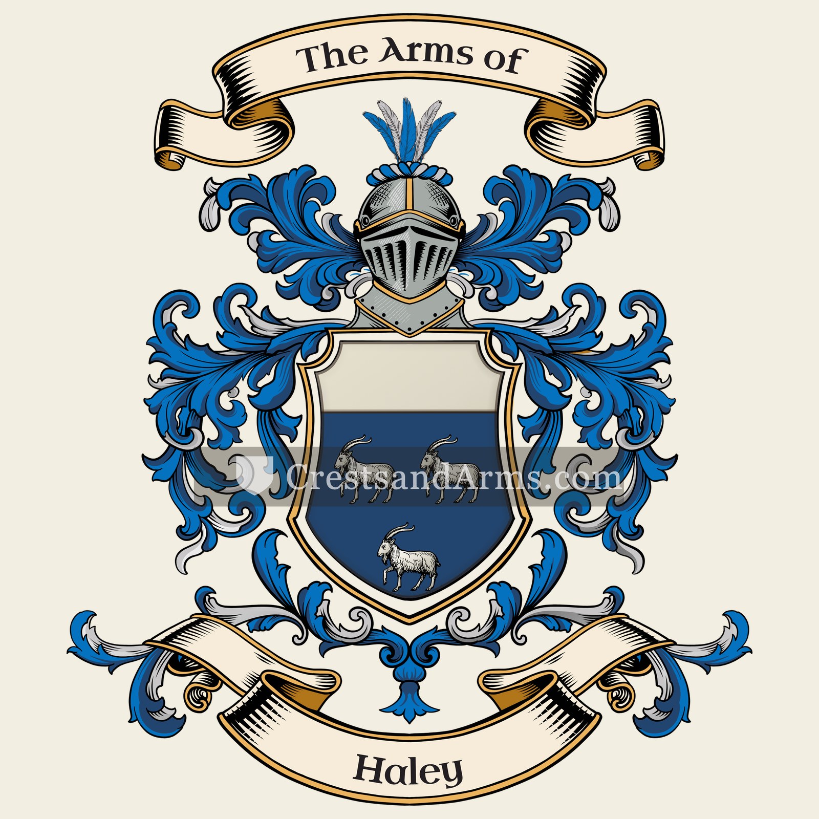 The Haley coat of arms, drawn from the recorded blazon