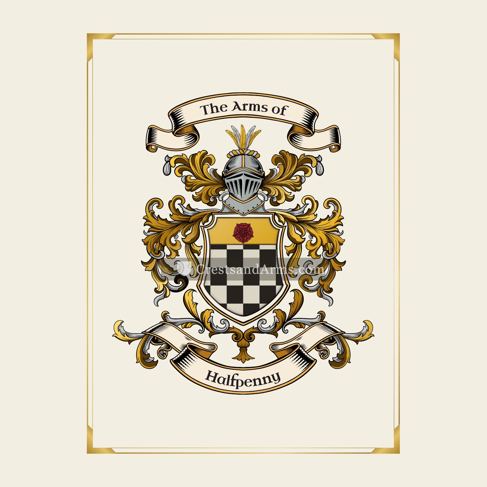 With gold border