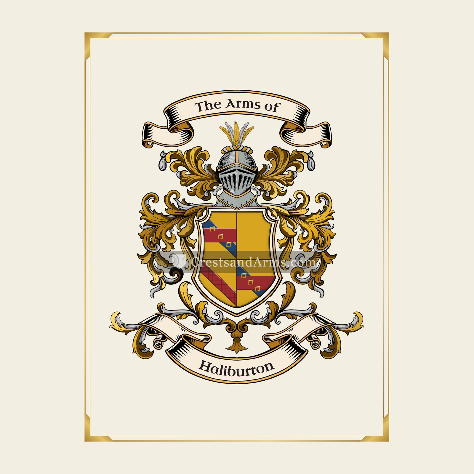 With gold border