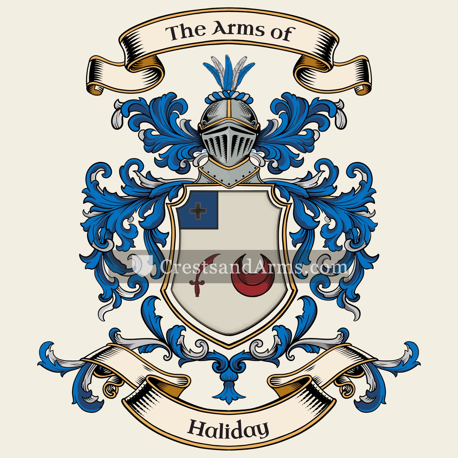 The Haliday coat of arms, drawn from the recorded blazon