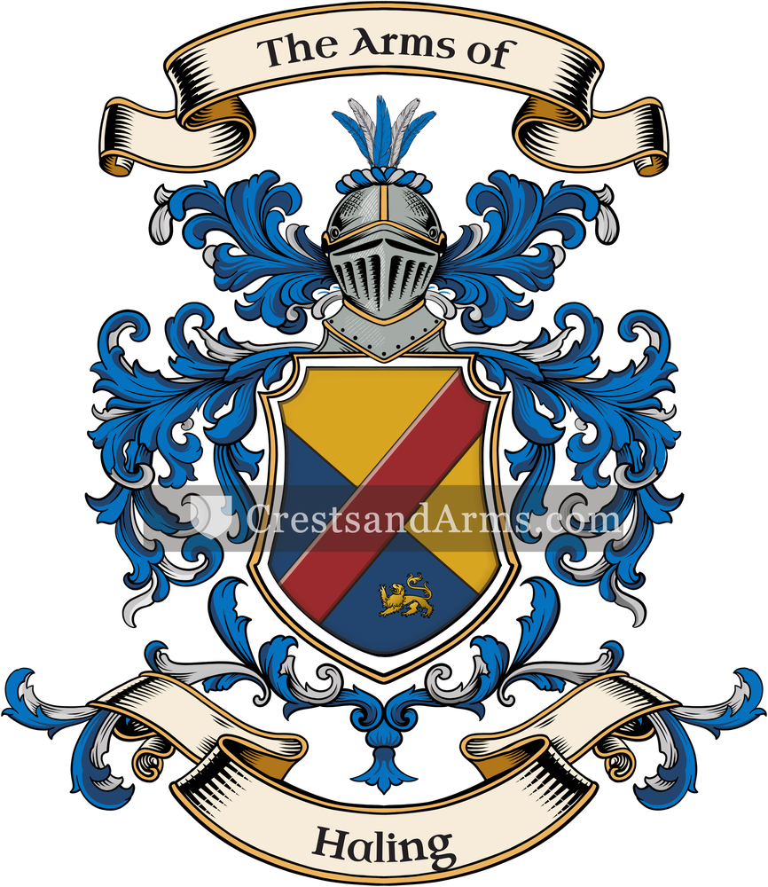 The Haling coat of arms, drawn from the recorded blazon