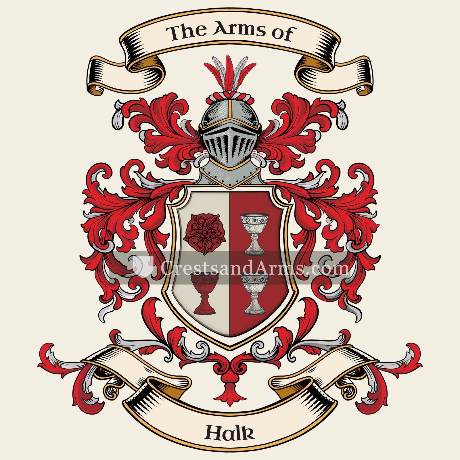 The Halk coat of arms, drawn from the recorded blazon