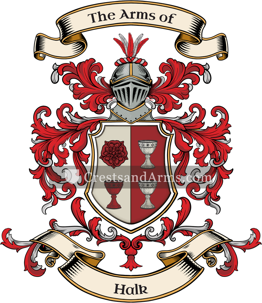 The Halk coat of arms, drawn from the recorded blazon