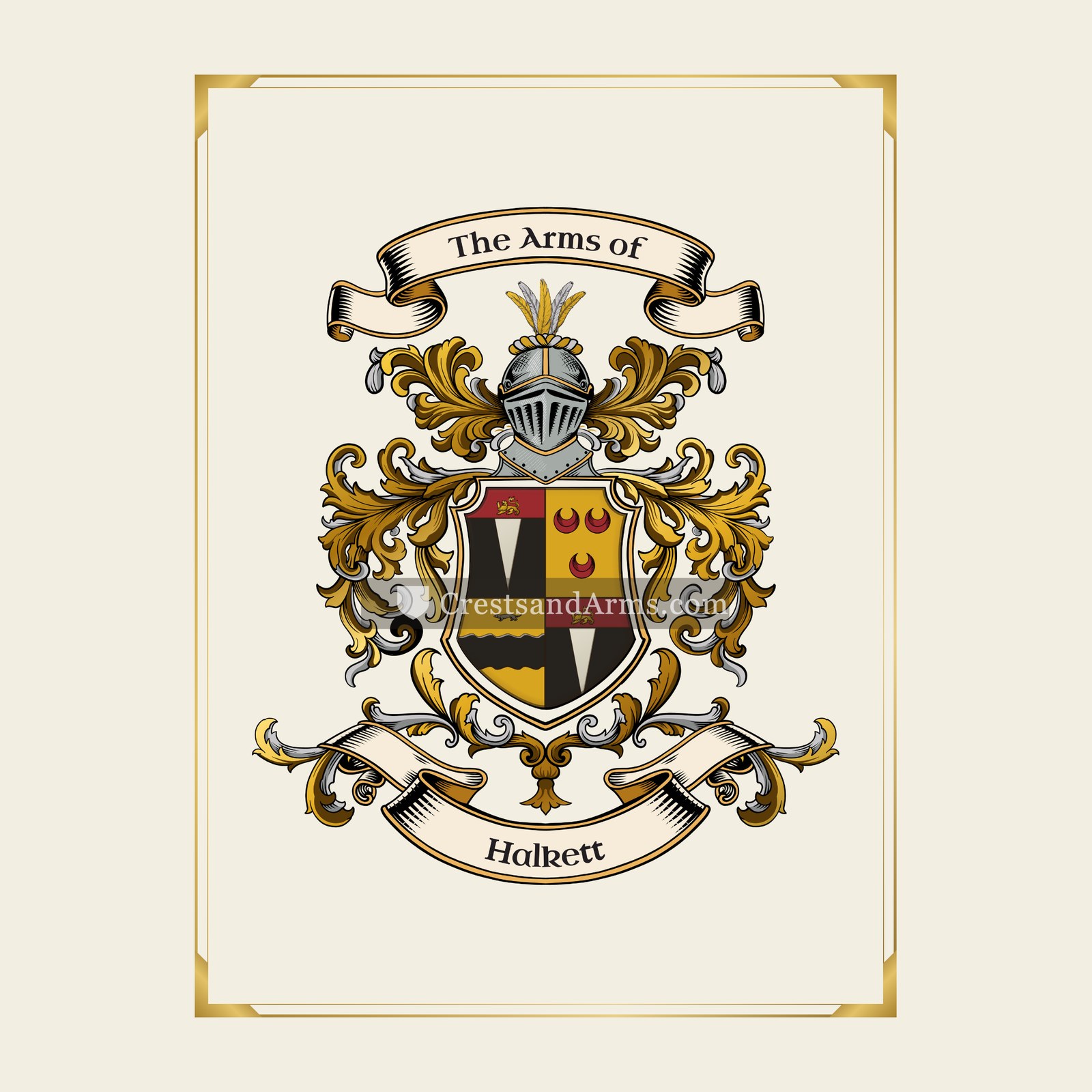 With gold border
