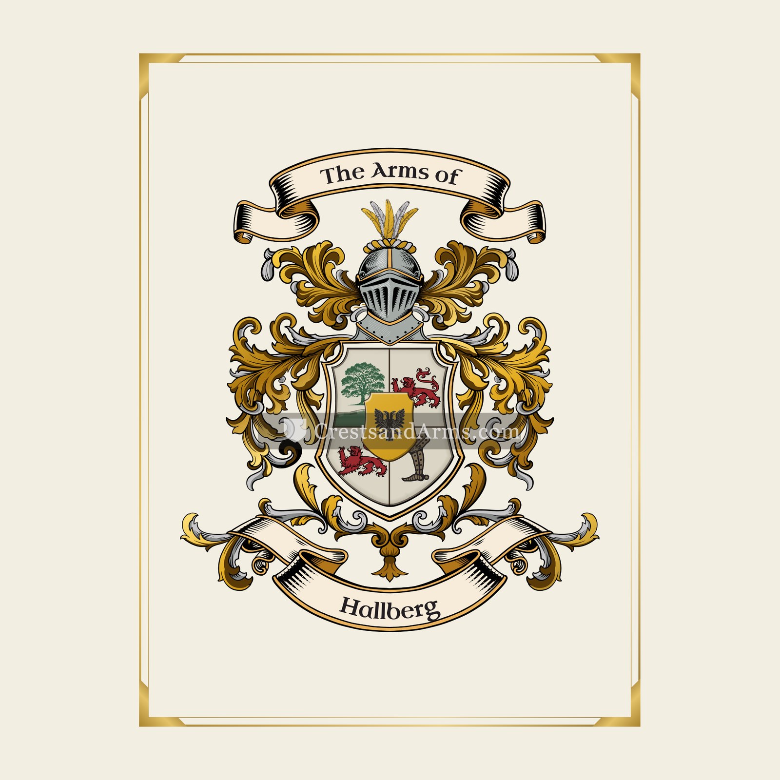 With gold border