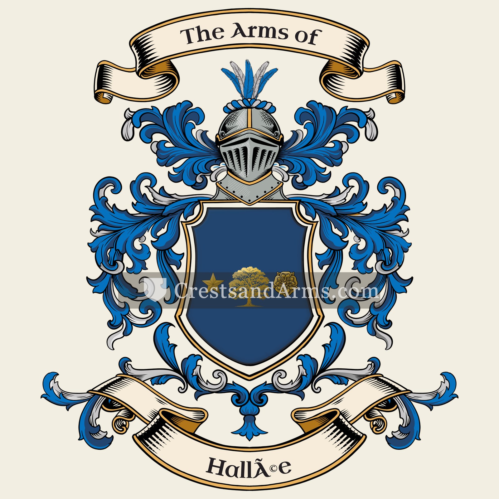 The Hallée coat of arms, drawn from the recorded blazon