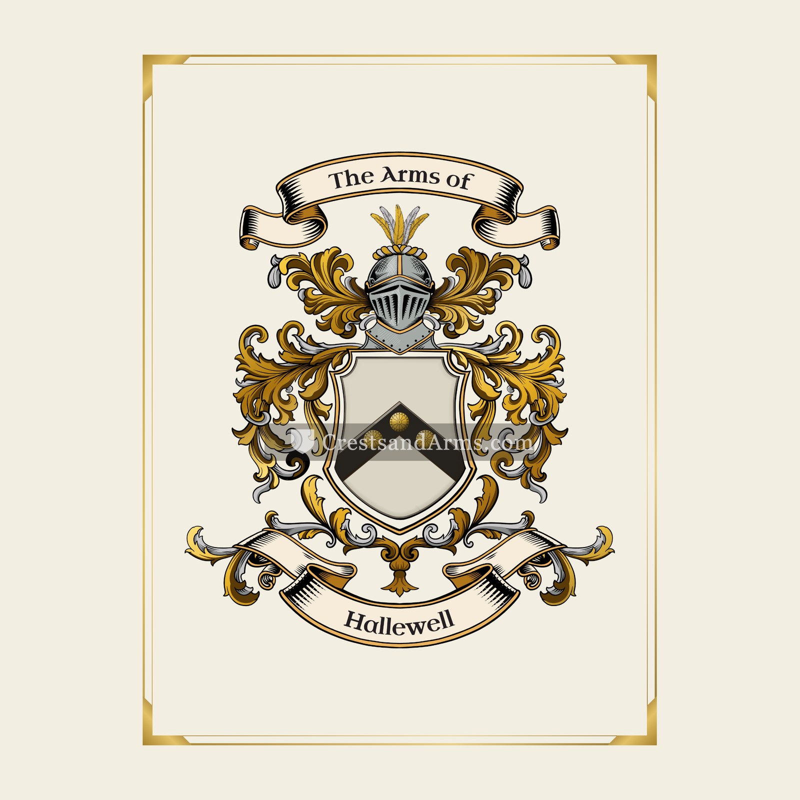 With gold border