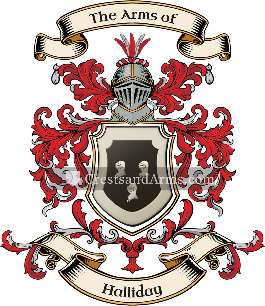 The Halliday coat of arms, drawn from the recorded blazon