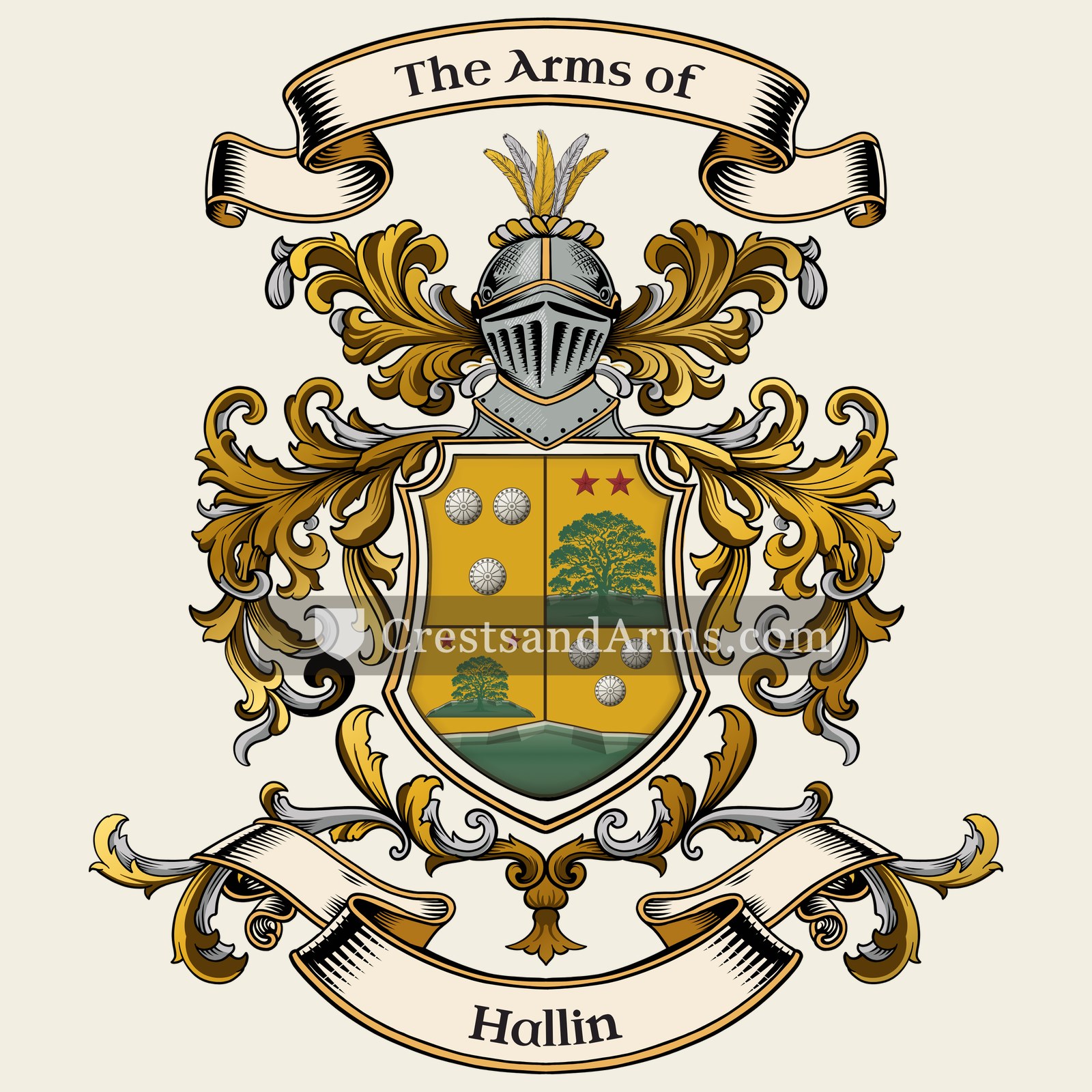 The Hallin coat of arms, drawn from the recorded blazon