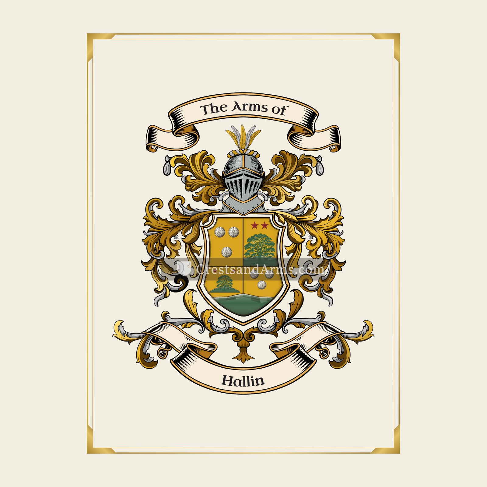 With gold border