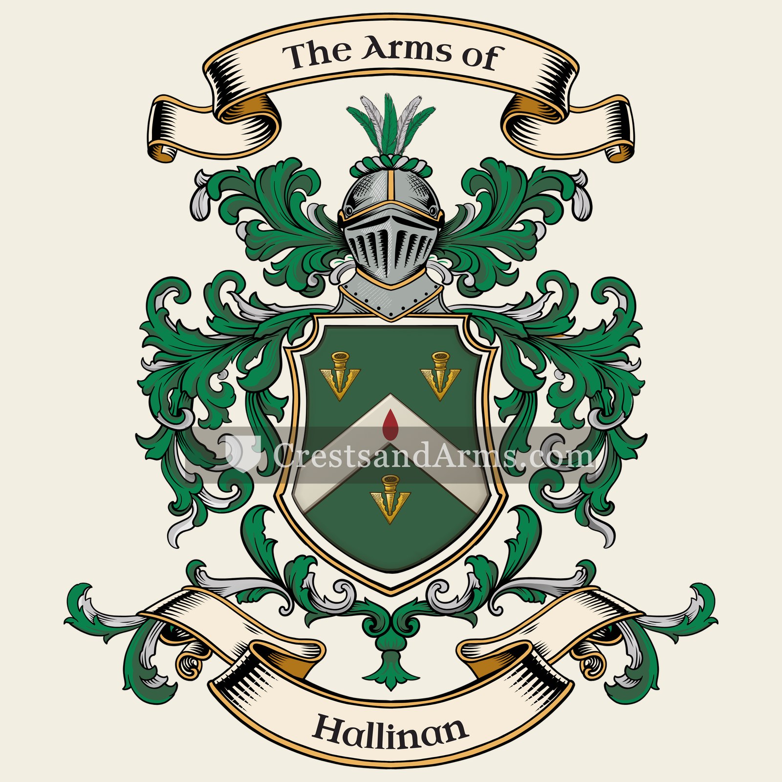 The Hallinan coat of arms, drawn from the recorded blazon