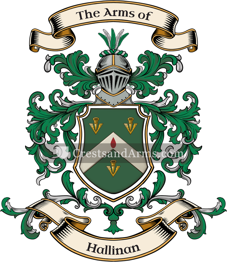 The Hallinan coat of arms, drawn from the recorded blazon
