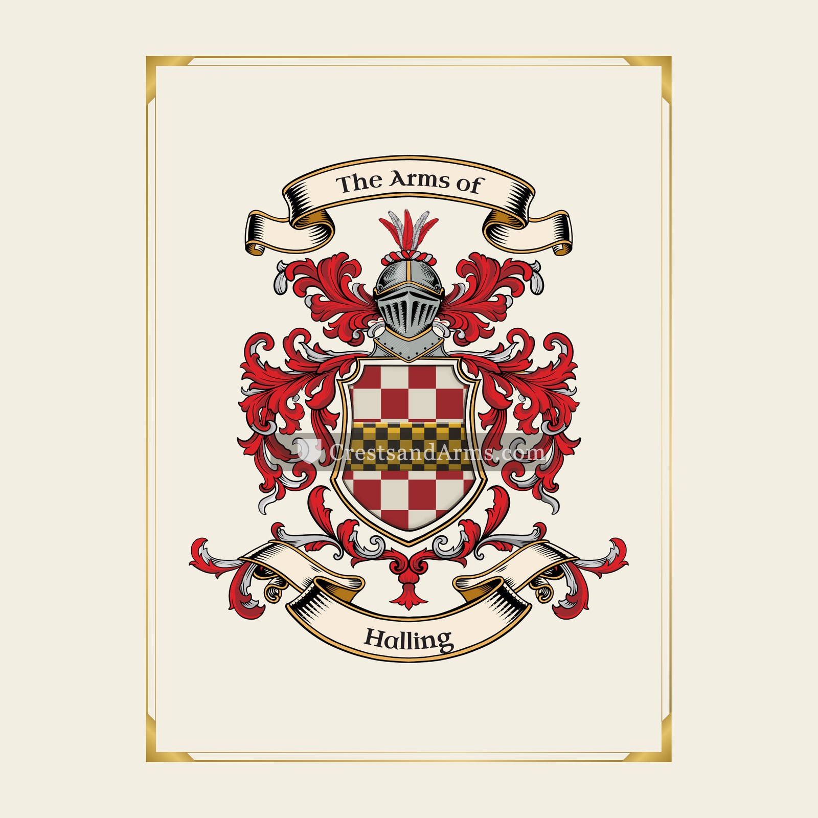 With gold border