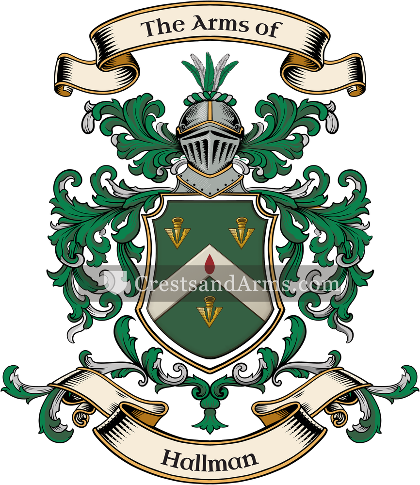 The Hallman coat of arms, drawn from the recorded blazon