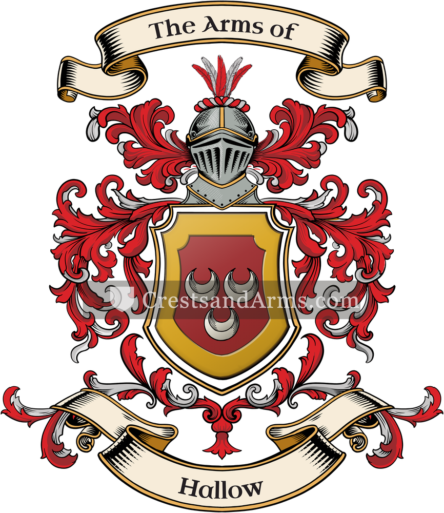 The Hallow coat of arms, drawn from the recorded blazon