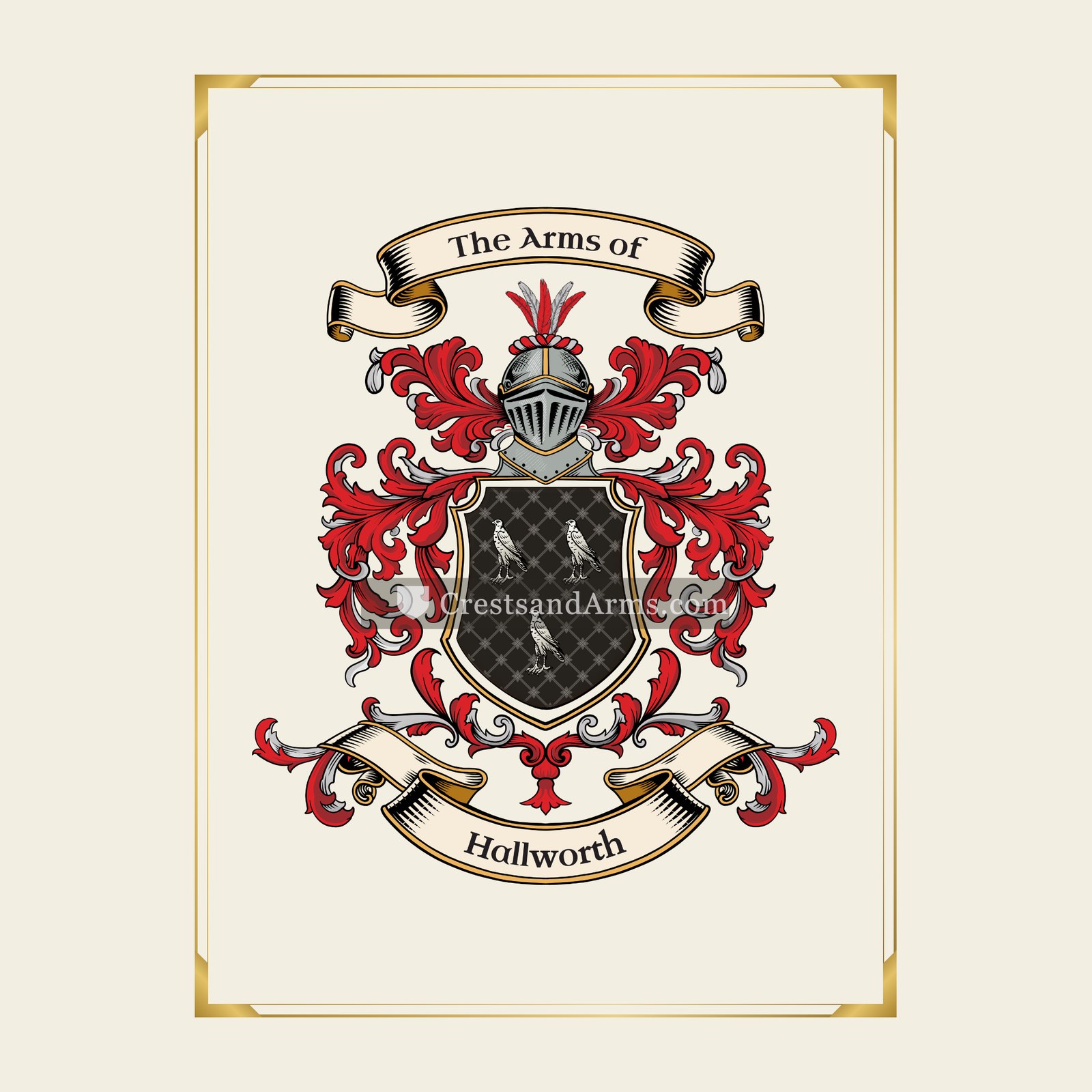 With gold border