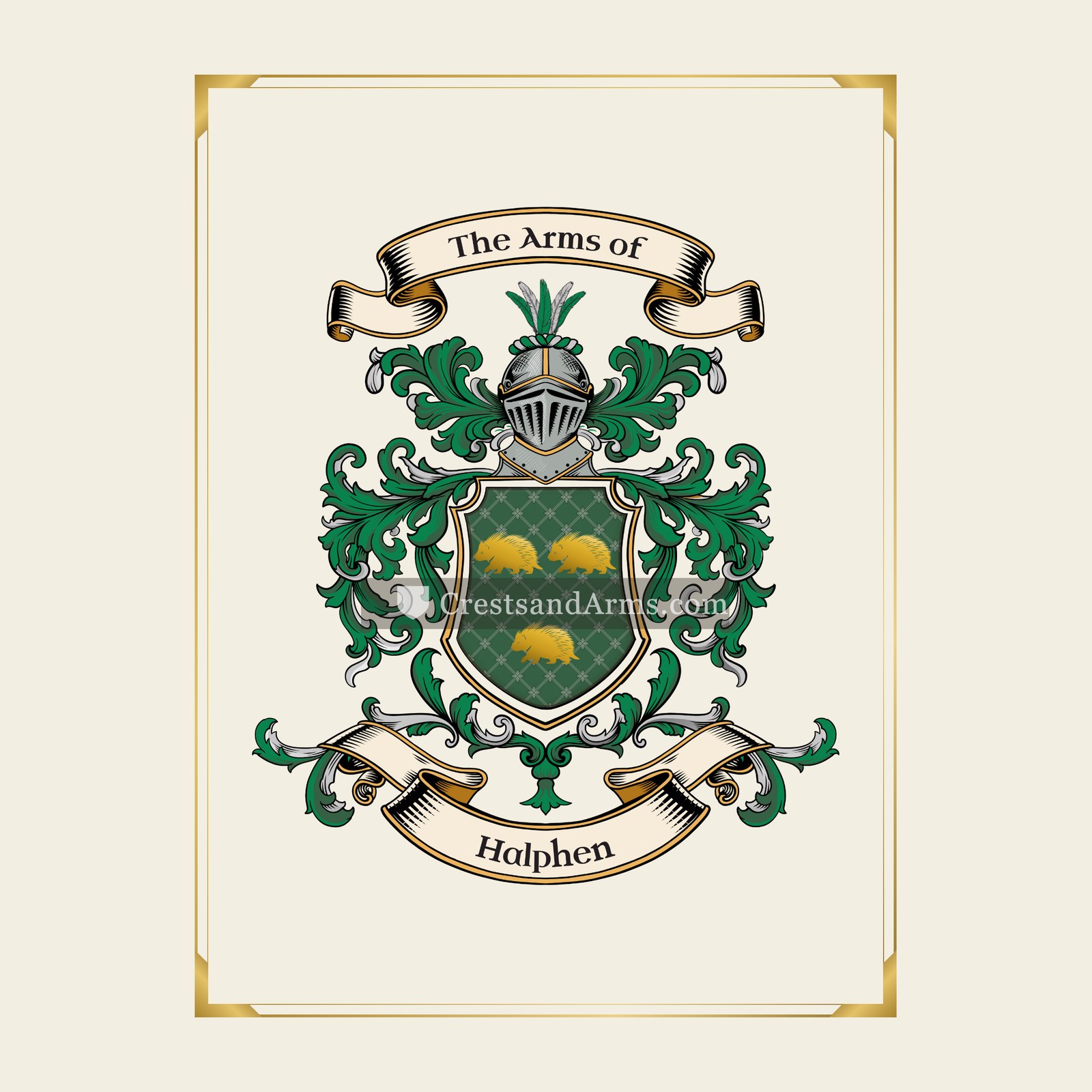 With gold border