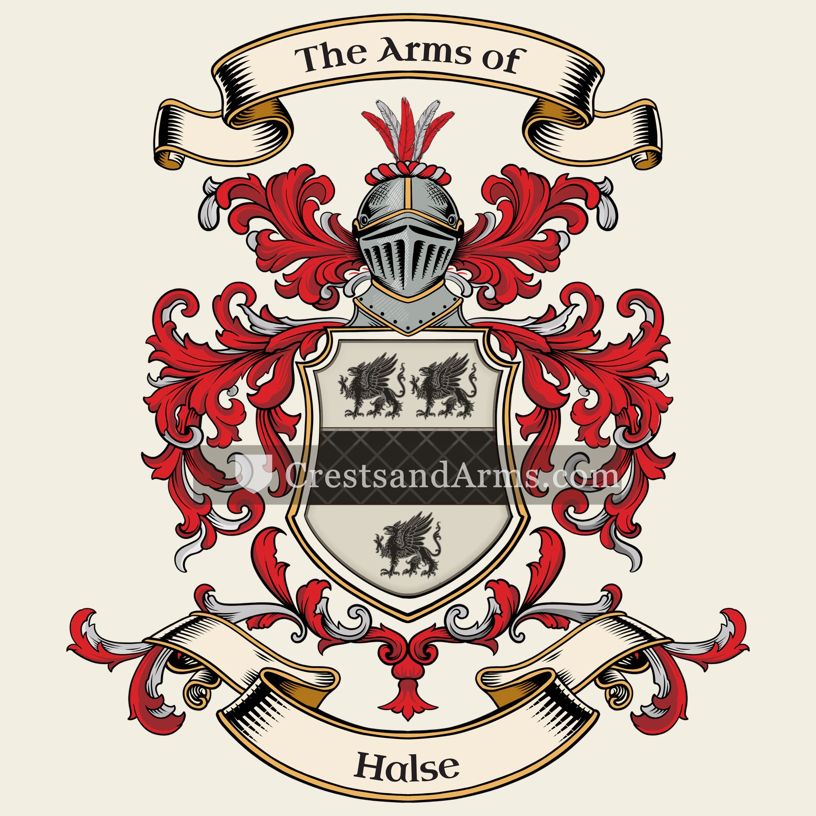 The Halse coat of arms, drawn from the recorded blazon
