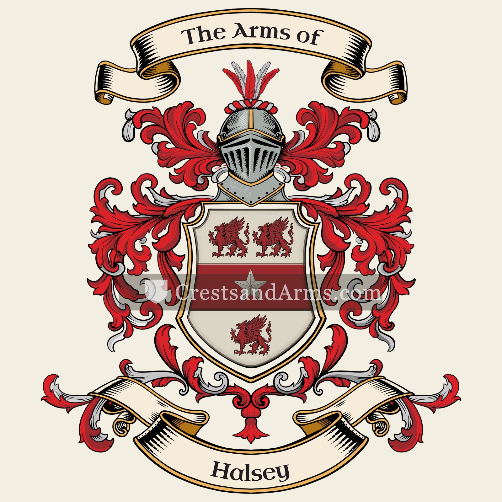The Halsey coat of arms, drawn from the recorded blazon
