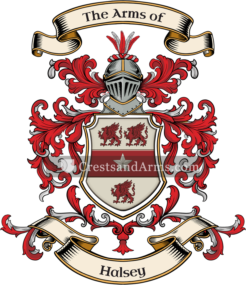 The Halsey coat of arms, drawn from the recorded blazon