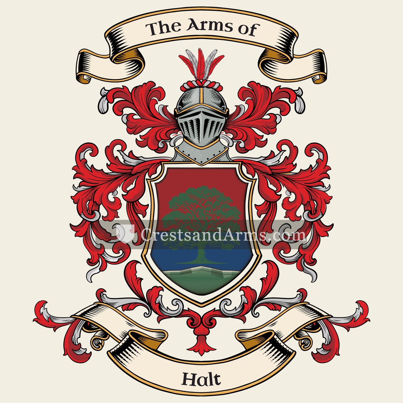 The Halt coat of arms, drawn from the recorded blazon