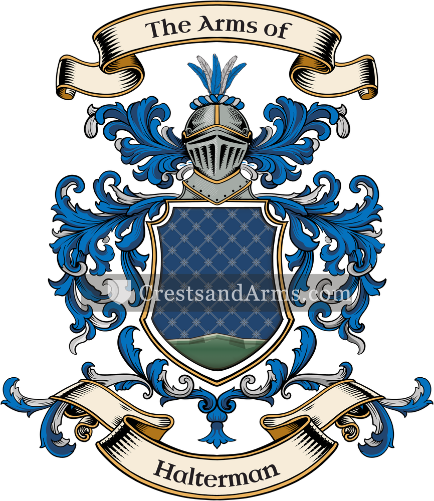 The Halterman coat of arms, drawn from the recorded blazon