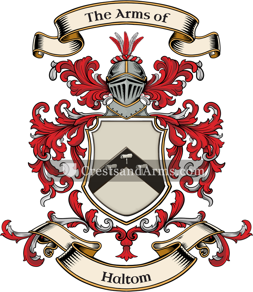 The Haltom coat of arms, drawn from the recorded blazon