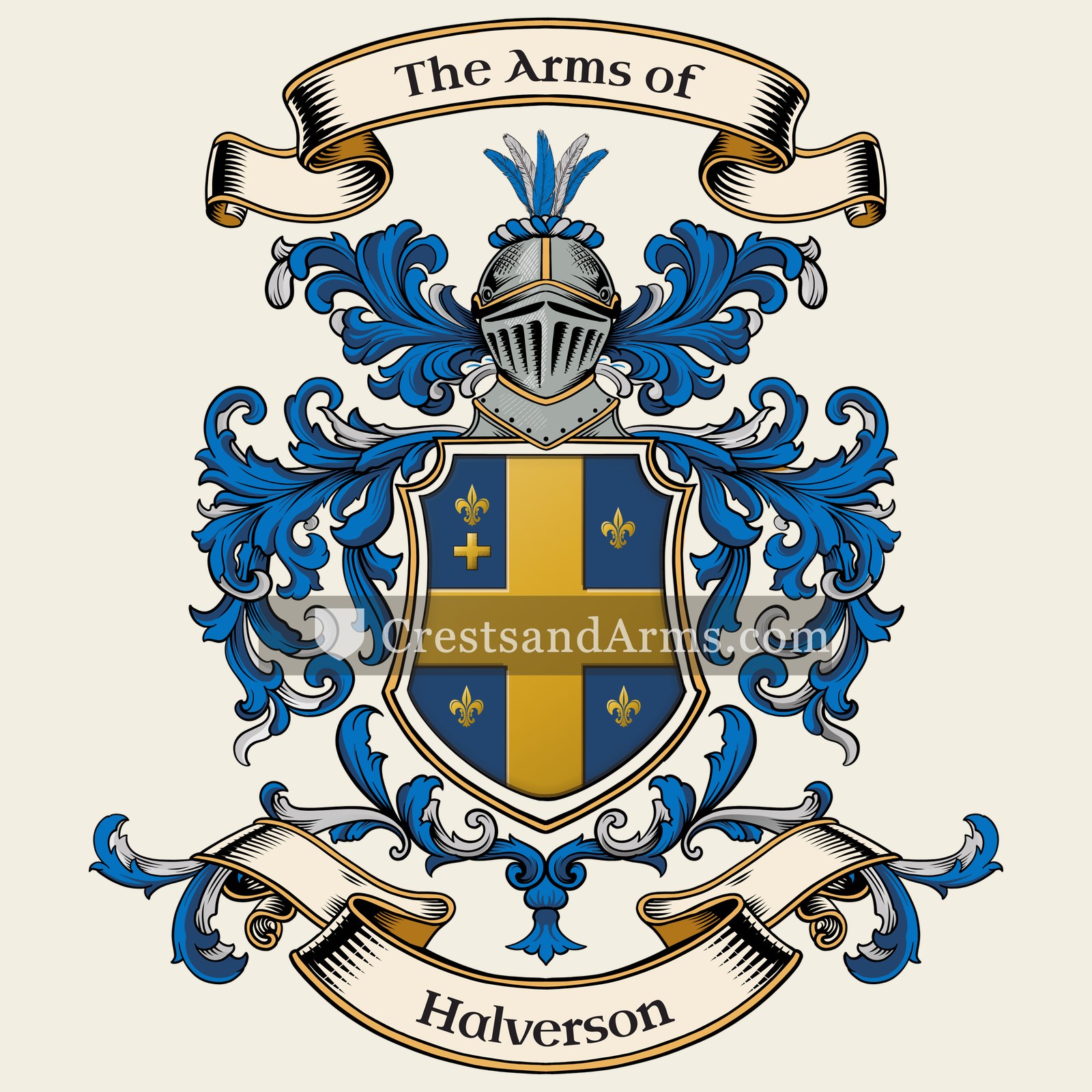 The Halverson coat of arms, drawn from the recorded blazon