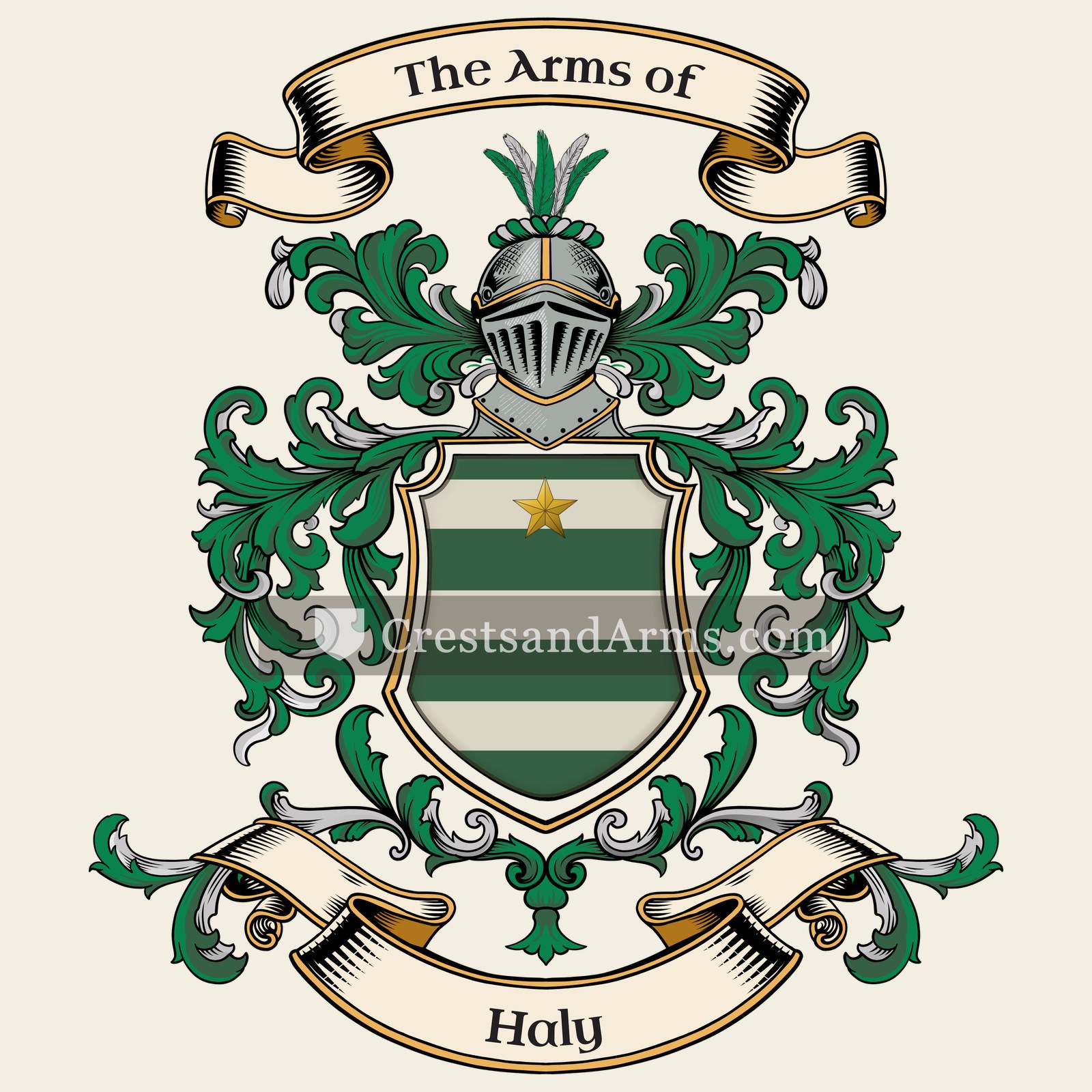 The Haly coat of arms, drawn from the recorded blazon
