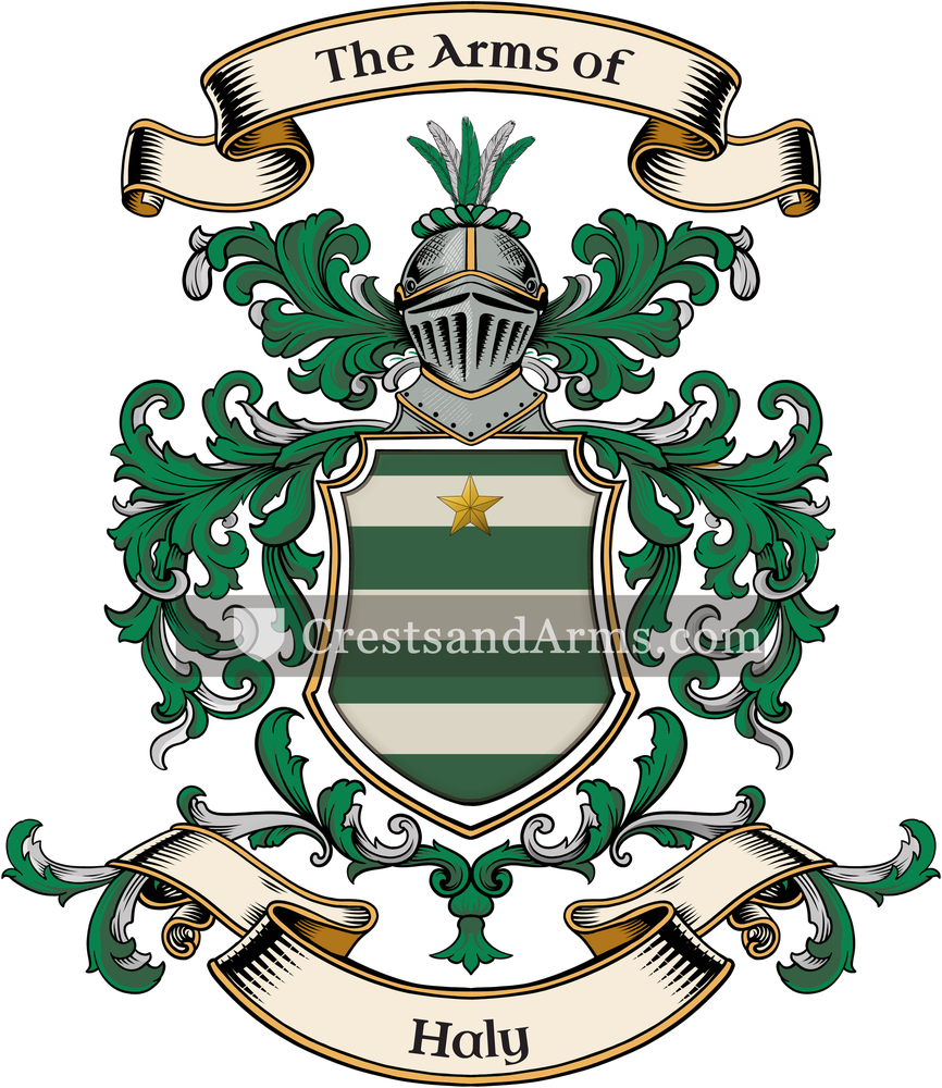 The Haly coat of arms, drawn from the recorded blazon