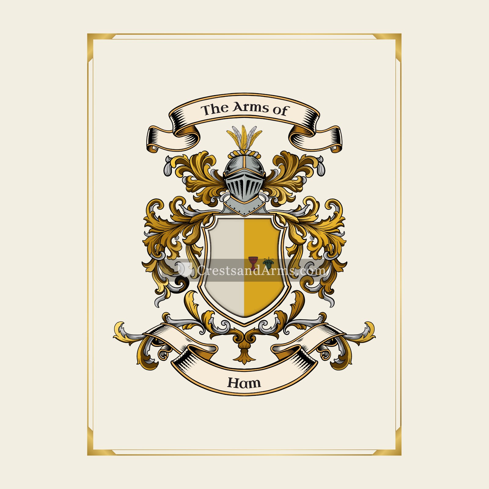 With gold border
