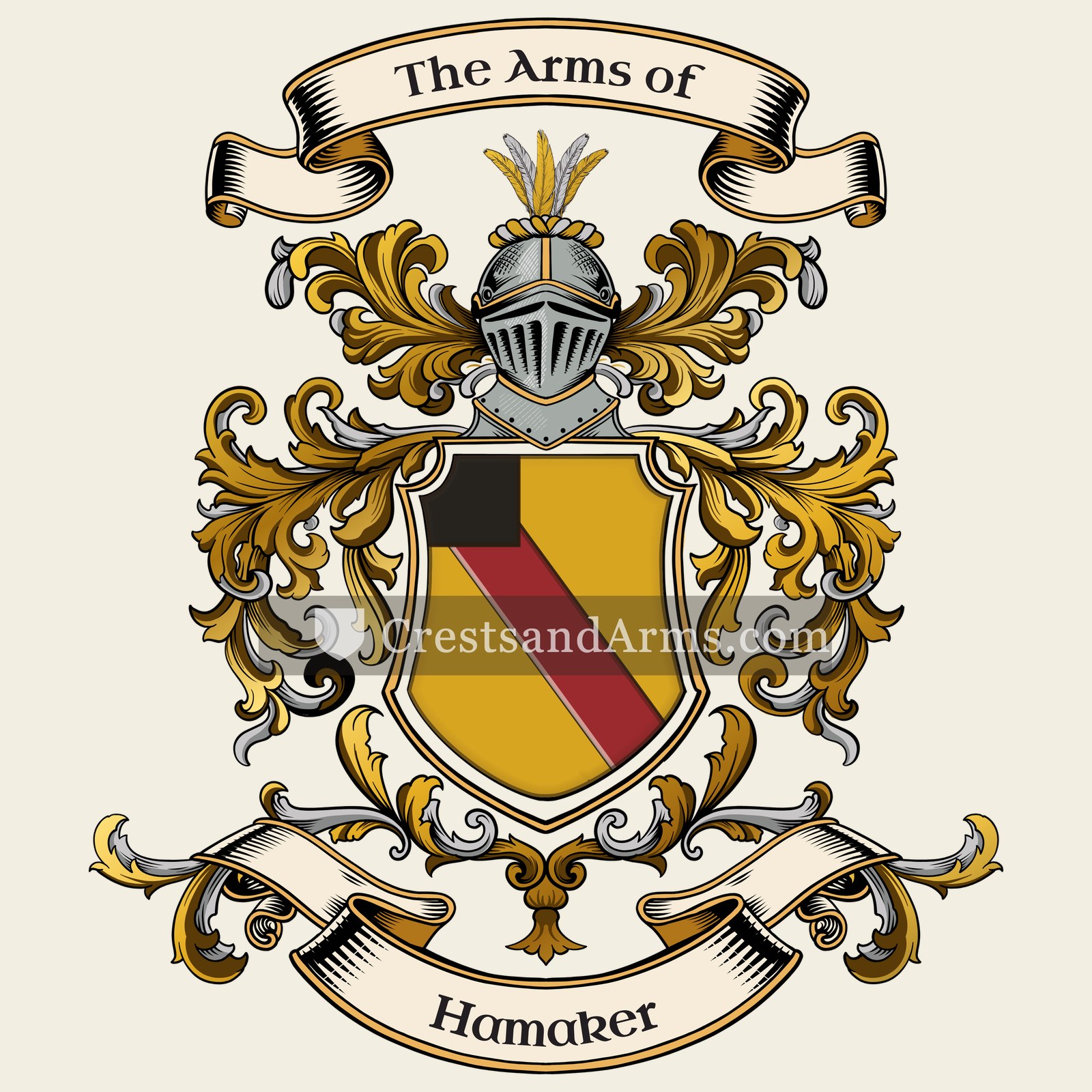 The Hamaker coat of arms, drawn from the recorded blazon