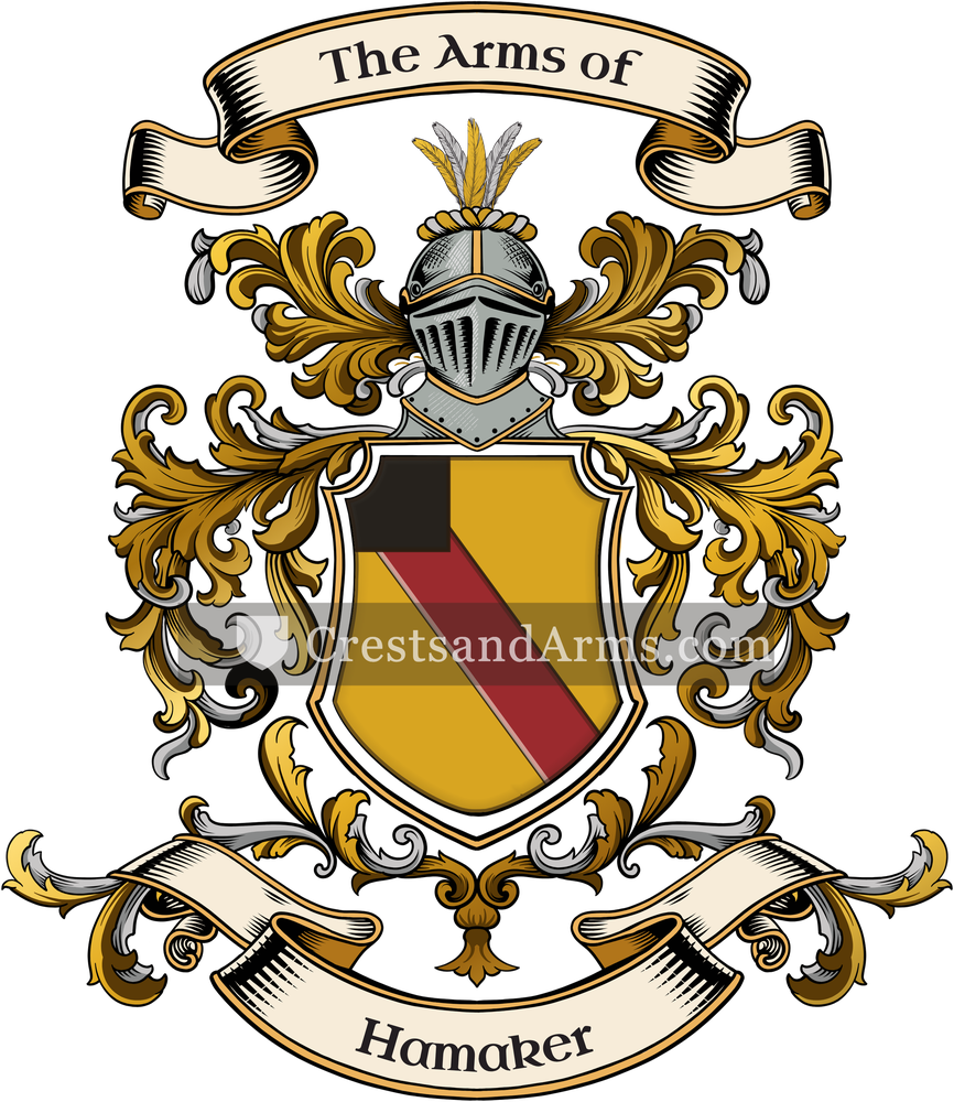 The Hamaker coat of arms, drawn from the recorded blazon