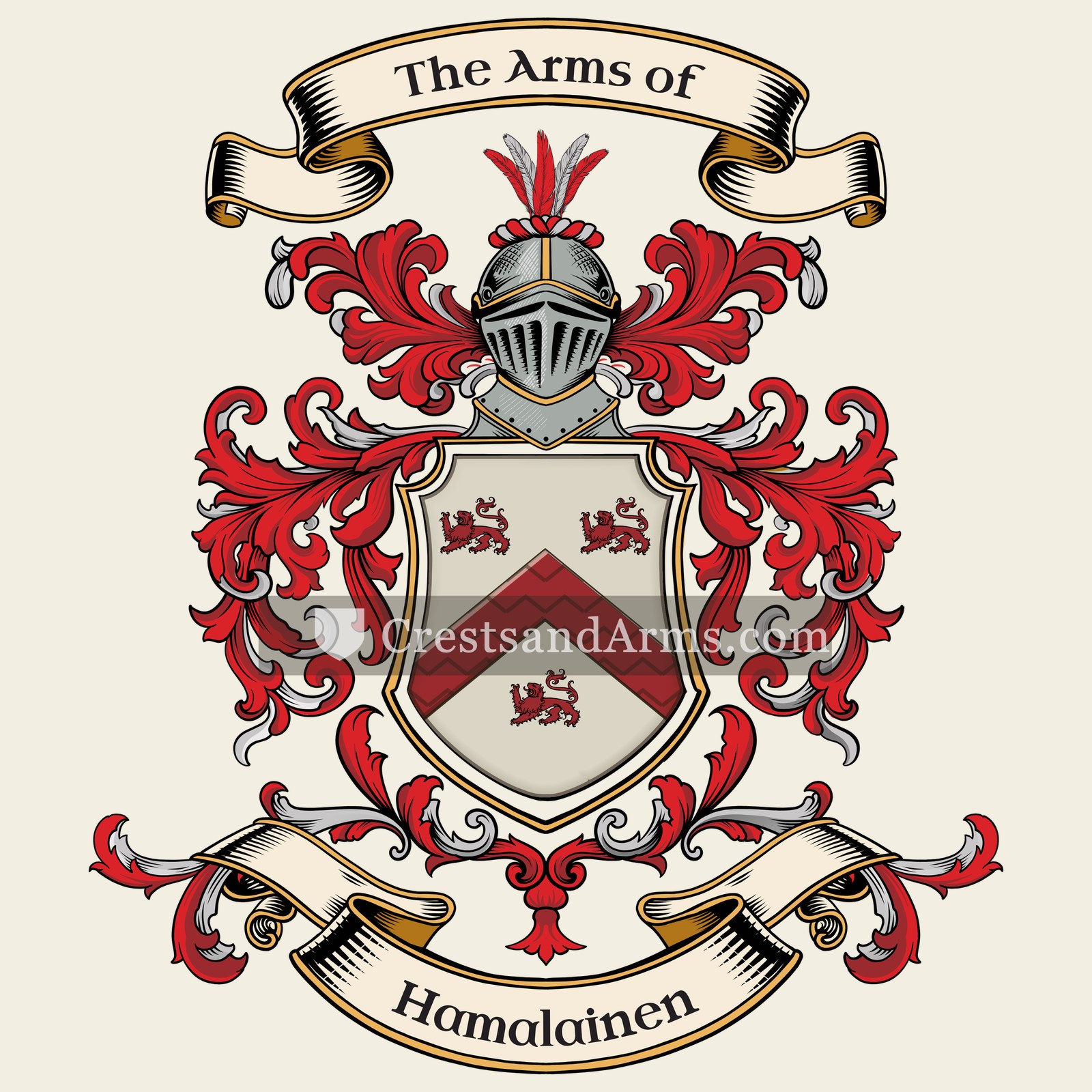 The Hamalainen coat of arms, drawn from the recorded blazon