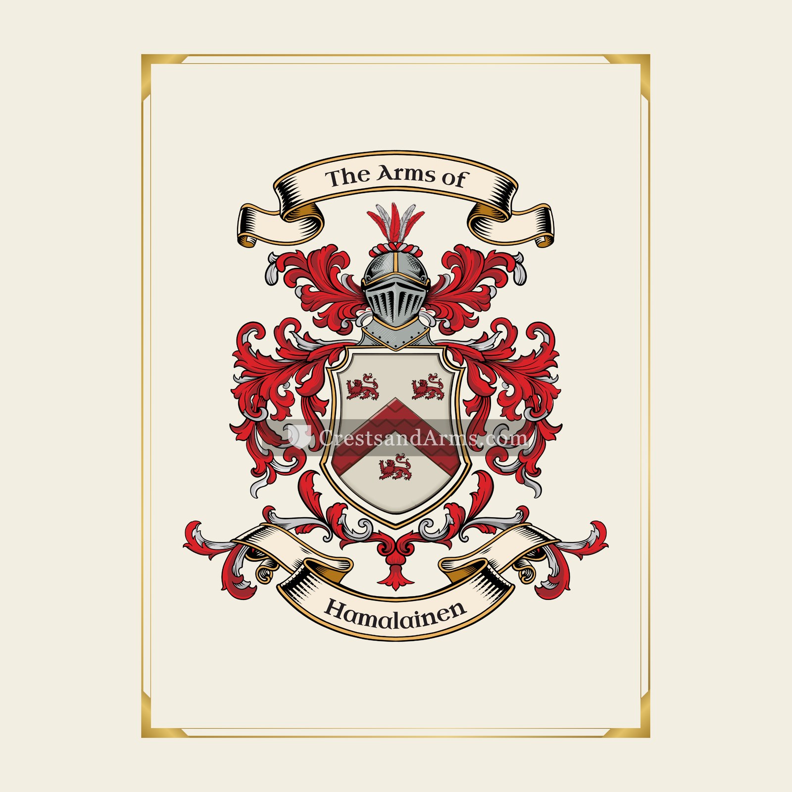 With gold border
