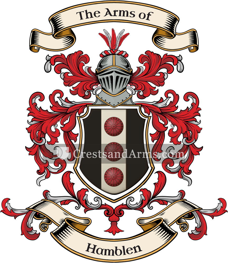 The Hamblen coat of arms, drawn from the recorded blazon